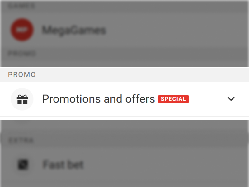 MegaPari account dashboard showing navigation to Bonus section for existing users