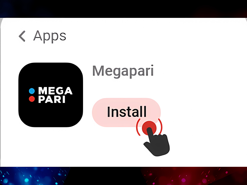 TestFlight app on iOS showing MegaPari app ready for download and installation