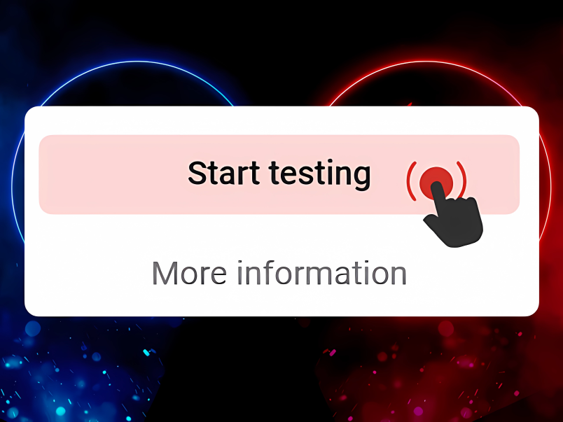 MegaPari iOS app home screen with Start Testing button to begin placing bets and playing casino games