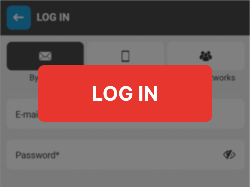 MegaPari mobile app login screen showing highlighted Log In button to access account and start betting