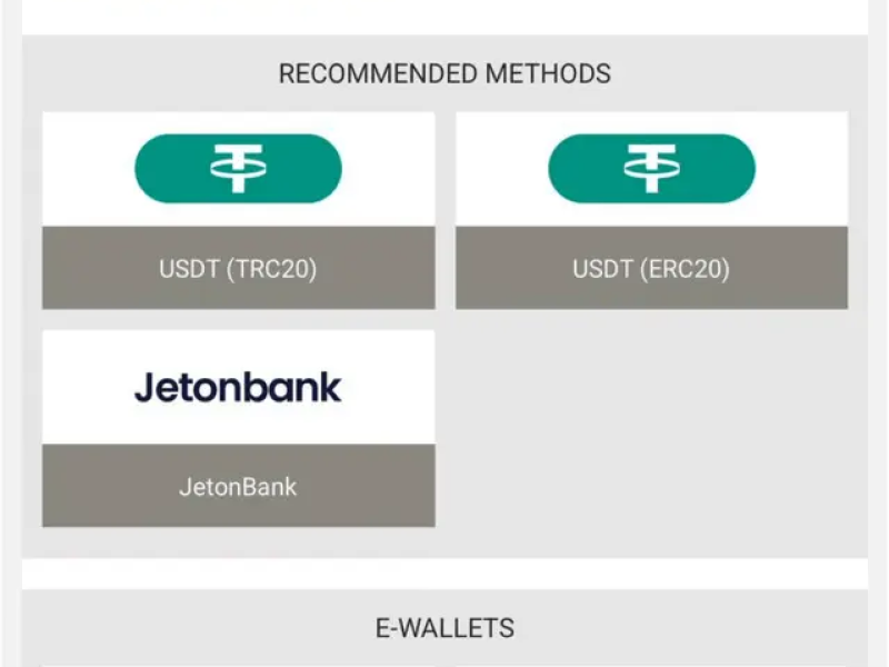 MegaPari deposit page showing available payment methods and highlighting selected option