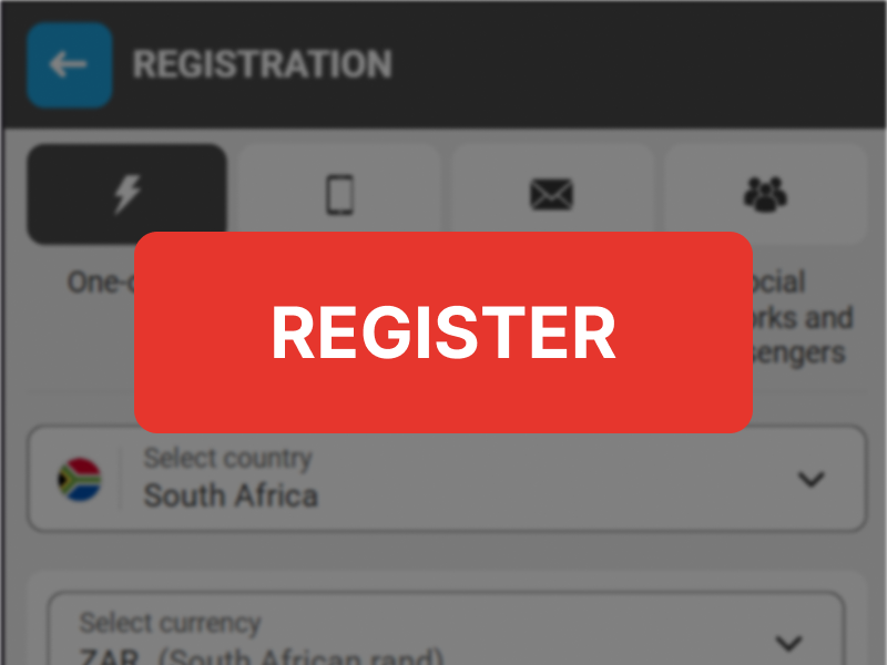MegaPari registration by phone form showing highlighted Register button to finalize account creation