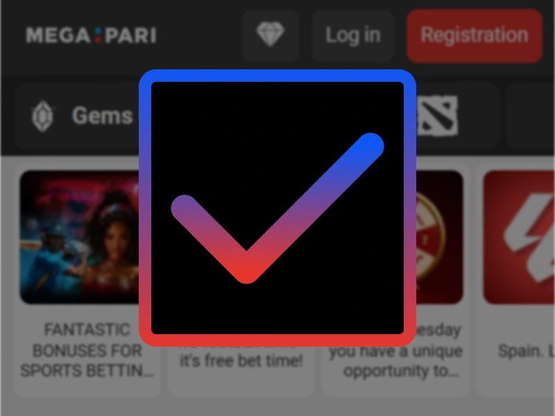 MegaPari registration confirmation screen